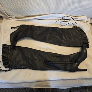 Kelsi Dagger Black Over the Knee Boots